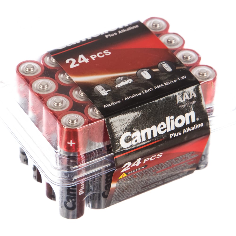 Батарейка Camelion Alkaline Plus LR03-PB24 AAA, 1,5V, 24 шт. батарейка алкалиновая camelion plus alkaline 4 2lr03 bp aa 6 шт