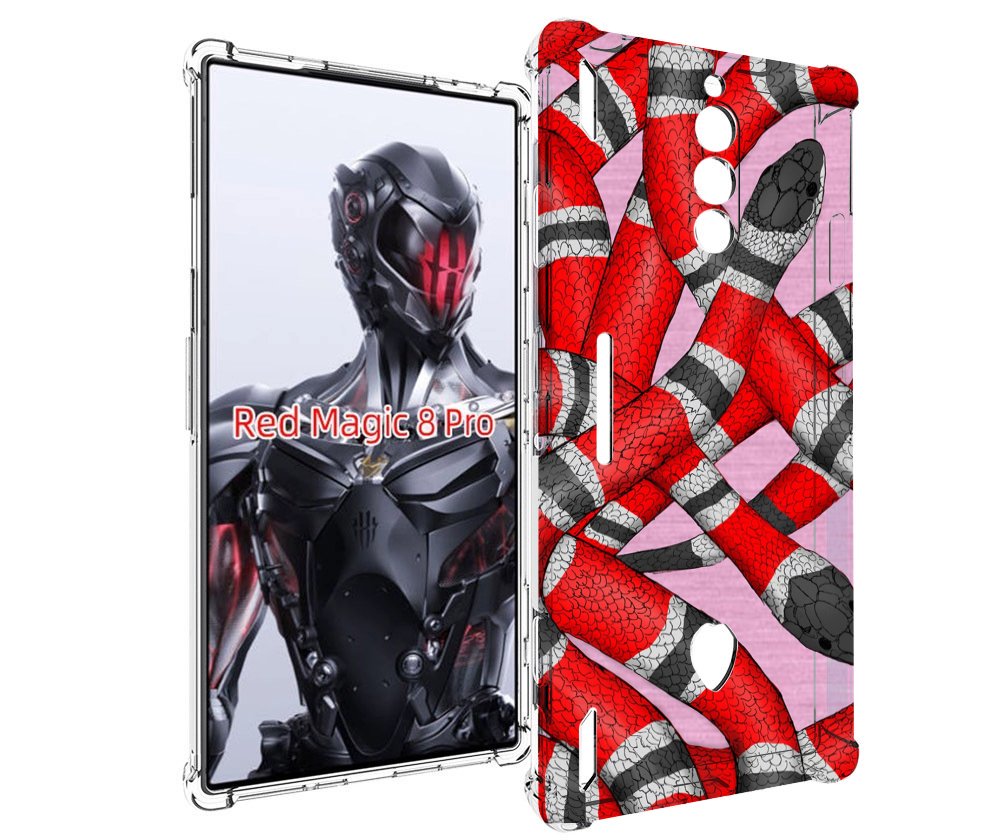 Чехол MyPads змея-красно-черно-белый для ZTE Nubia Red Magic 8 Pro / Red Magic 8 Pro Plus