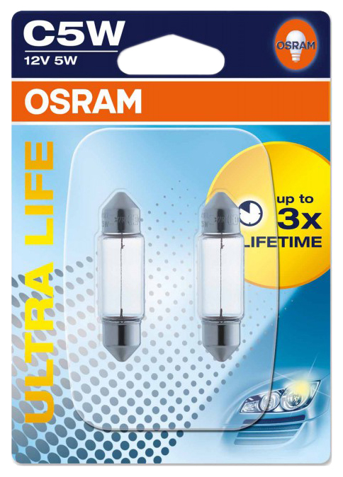 фото 12v (5w) лампа ultra life 2шт. в блистере osram 6418ult02b