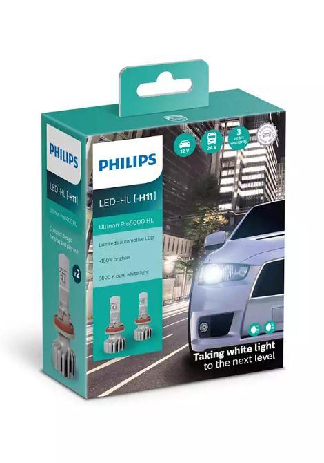 Лампа Автомобильная Светодиодная Philips 11362U50Cwx2, H11, 12/24В, 12Вт, 5800К, 2Шт