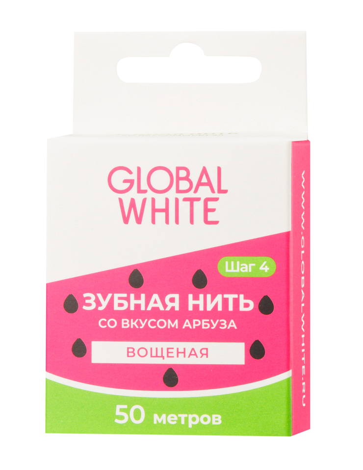 Зубная нить GLOBAL WHITE со вкусом арбуза, 50 м зубная нить global white со вкусом арбуза 50 м