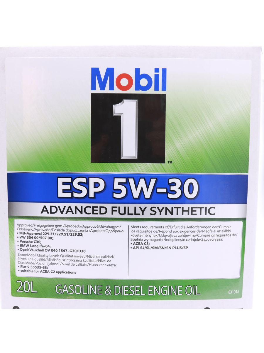 

Моторное масло Mobil 1 ESP 5W30, BAG-IN-BOX 20л