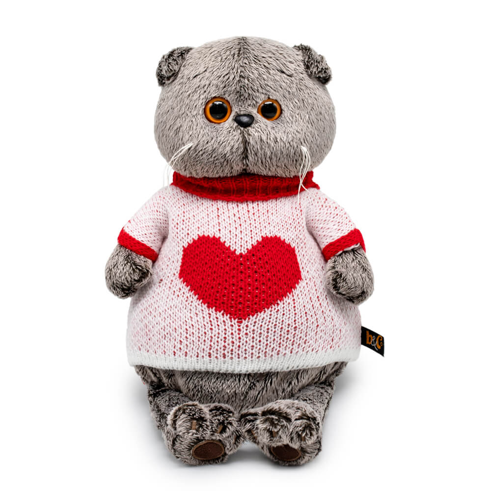 Мягкая игрушка BUDI BASA Басик в свитере с сердцем 25см
