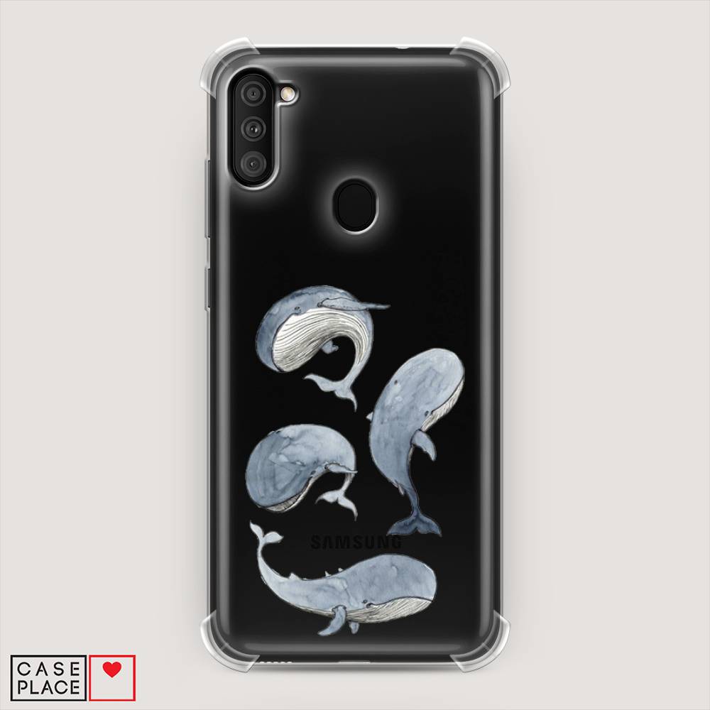 фото Противоударный силиконовый чехол "киты" на samsung galaxy m11 awog