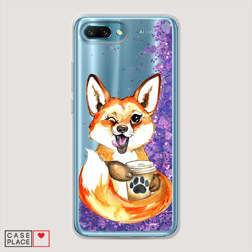 

Чехол Awog на Honor 10 "Подмигивающая лиса с кофе", Разноцветный, 65392-1