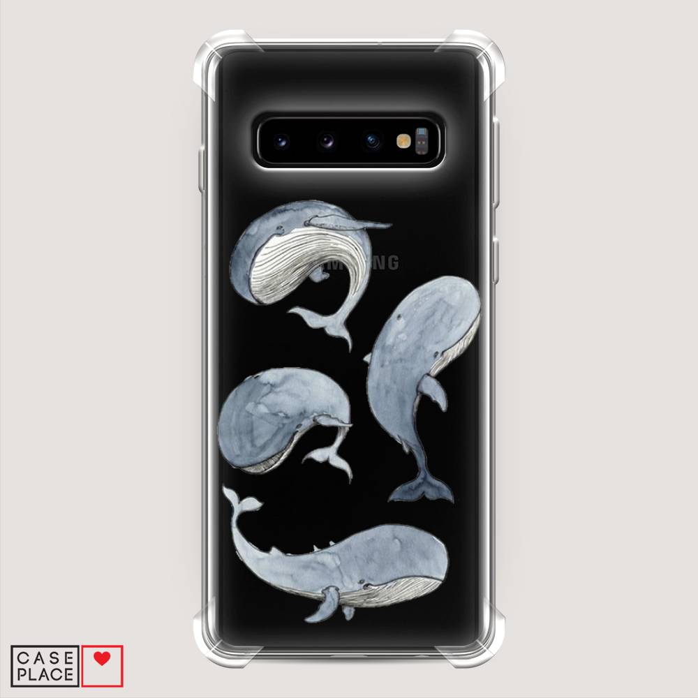 фото Противоударный силиконовый чехол "киты" на samsung galaxy s10 + awog