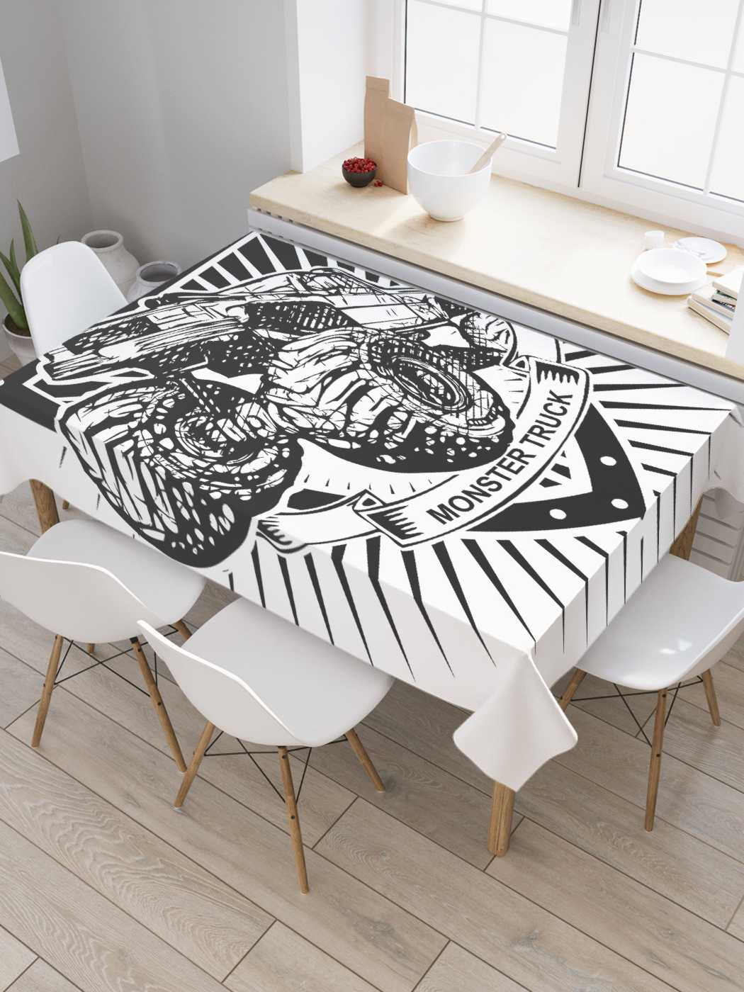 

Скатерть прямоугольная JoyArty "Вездеход ретро" из сатена, 180x145 см, Белый, Вездеход ретро