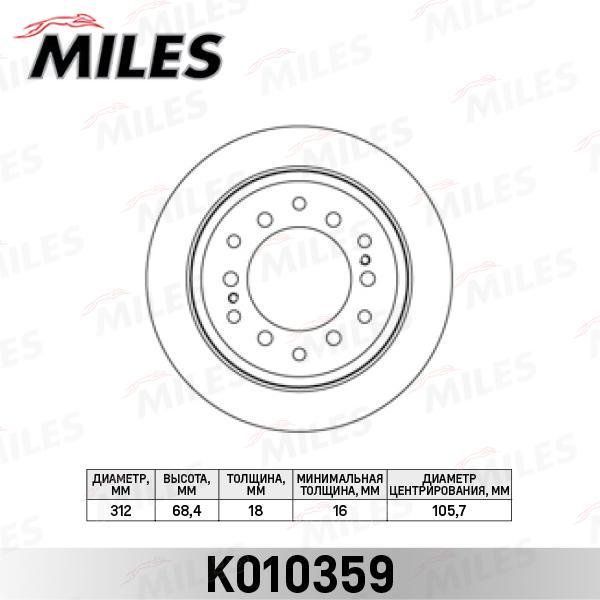

Диск Тормозной Задний Toyota Land Cruiser 120 05 (Trw Df4484) K010359 Miles арт. K010359