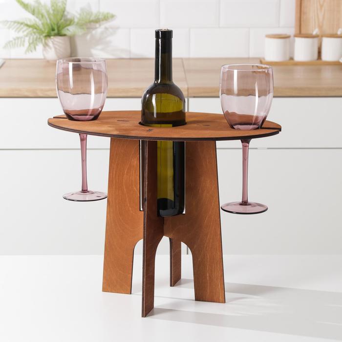Столик-поднос Доляна для вина и двух бокалов, 40х25х30 см, дерево
