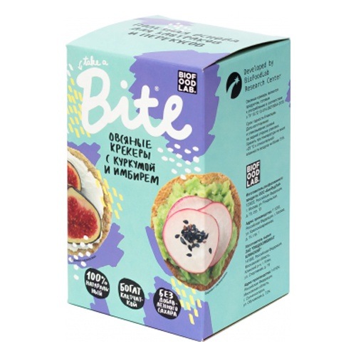 

Крекеры овсяные с куркумой и имбирем 200 гр Take a Bitey ФР-00001396