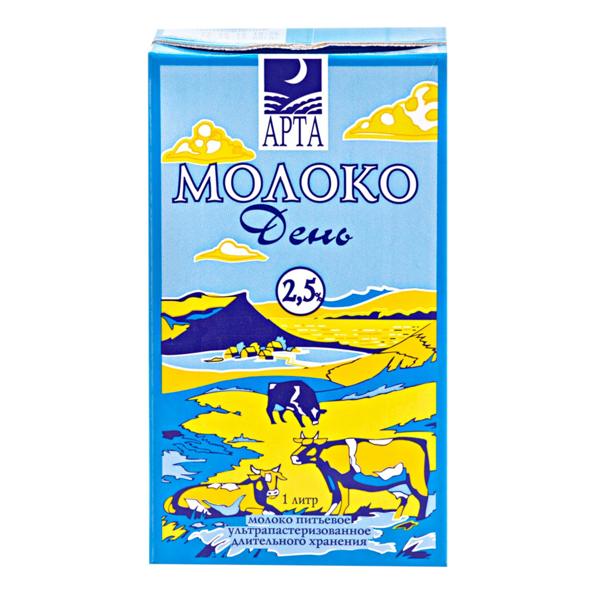 

Молоко 2,5% коровье ультрапастеризованное 1 л Арта День БЗМЖ