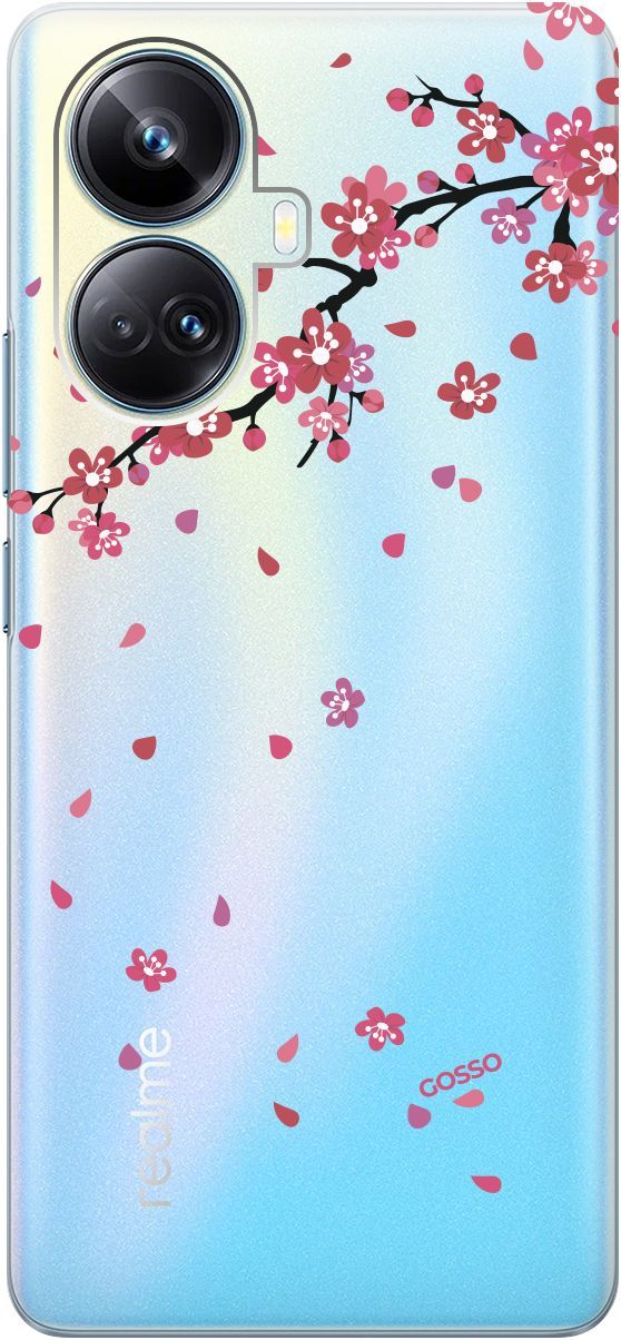 

Силиконовый чехол на Realme 10 Pro+ с 3D принтом "Sakura" прозрачный, Прозрачный;коричневый, 158639