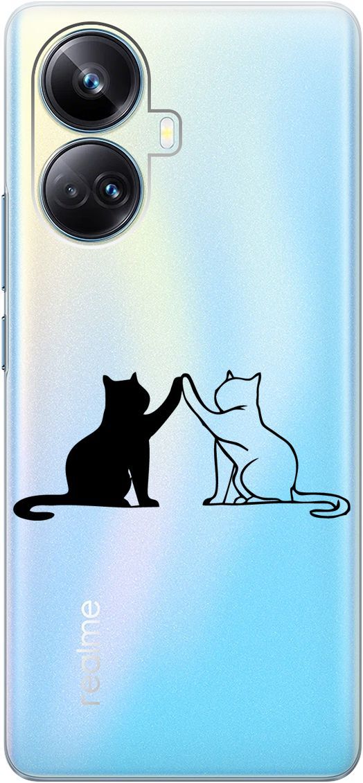 

Силиконовый чехол на Realme 10 Pro+ с 3D принтом "Cats" прозрачный, Прозрачный;черный, 158640