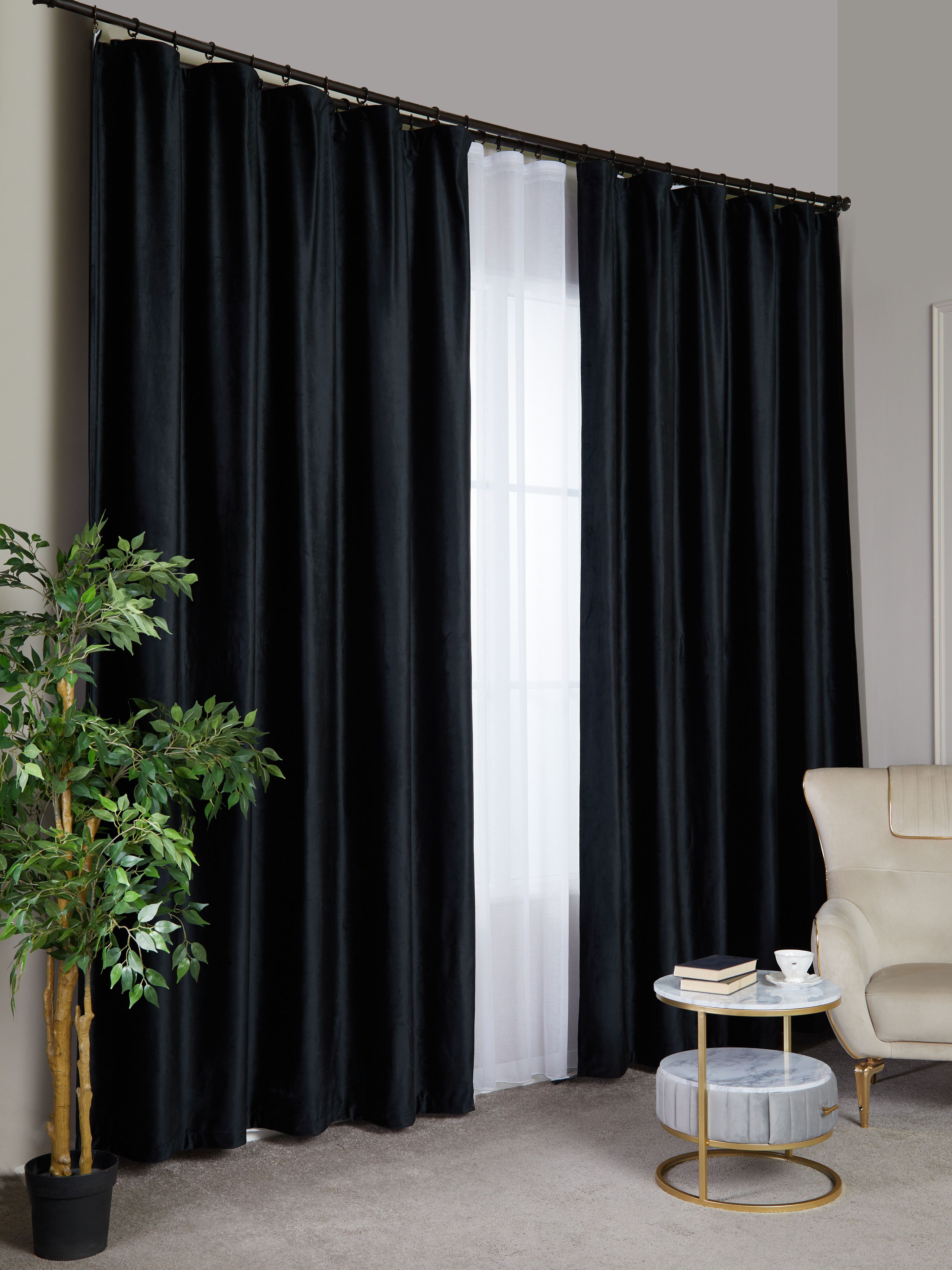 

Комплект штор A&H Бархат 300x270 см на шторной ленте, 2 шт, 2velvet-2