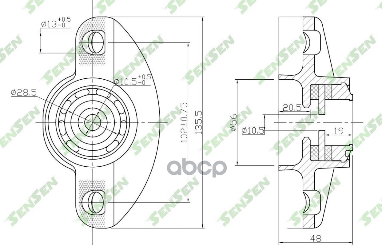 

SENSEN M61067 Опора амортизатора заднего chevrolet cruze 09 opel mokka 12 1шт