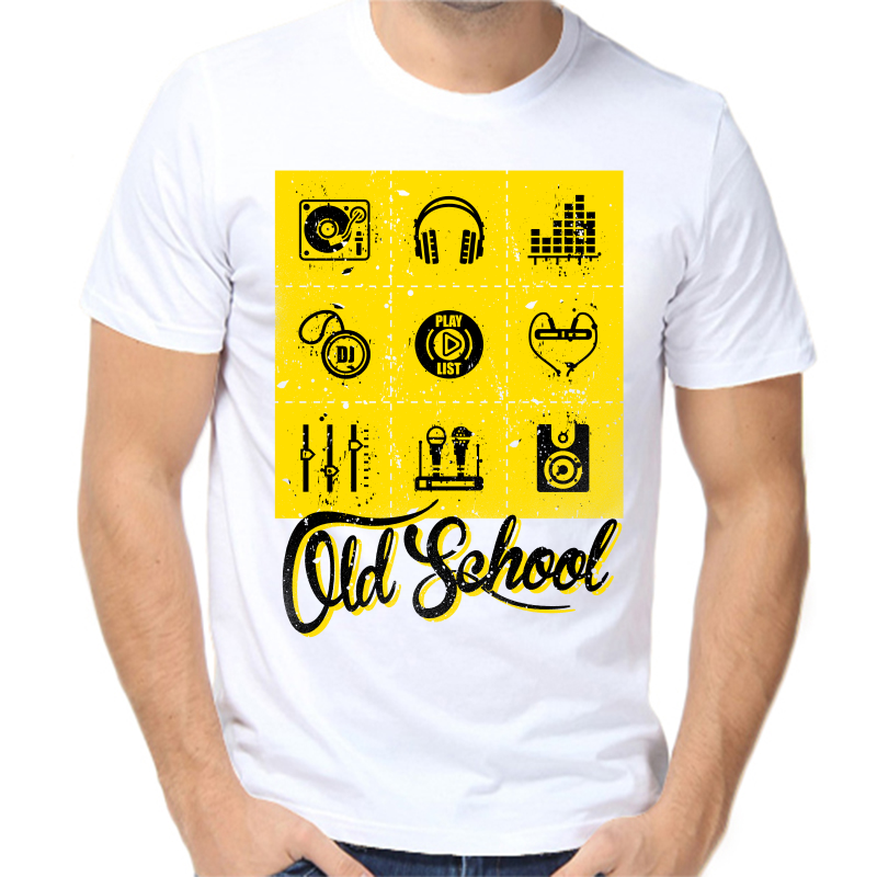 

Футболка мужская белая 42 р-р old school, Белый, fm_old_school