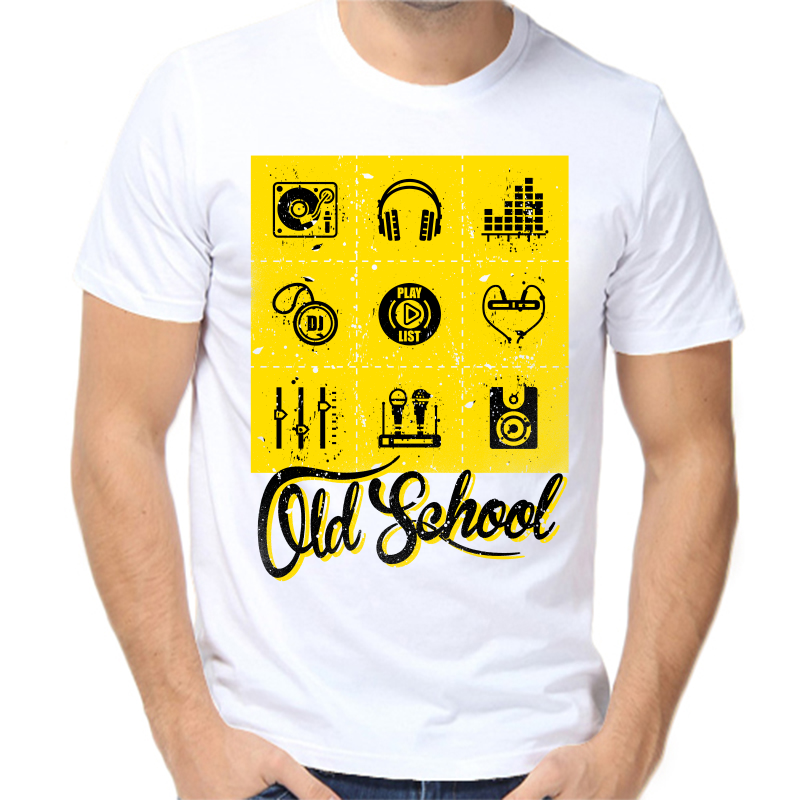 

Футболка мужская белая 44 р-р old school, Белый, fm_old_school