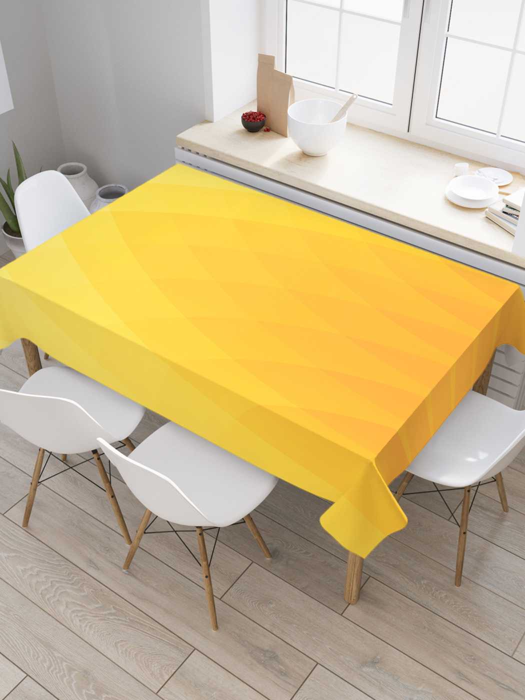 

Скатерть прямоугольная JoyArty "Солнечная декорация" из оксфорда, 180x145 см, Желтый, Солнечная декорация