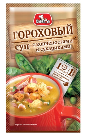 

Быстросуп Preston Гороховый с копченостями и сухариками 16 г