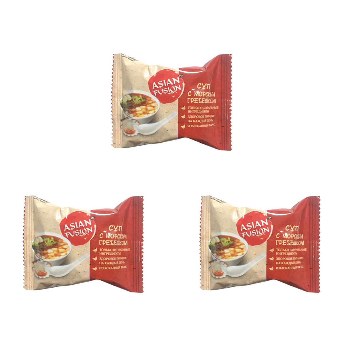 

Суп быстрого приготовления Asian Fusion с морским гребешком, 3 шт по 12 г