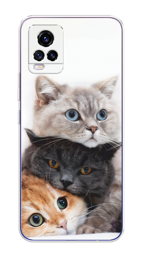 

Чехол на Vivo V20 "Пушистые мордашки", Серый;черный;оранжевый, 263350-1