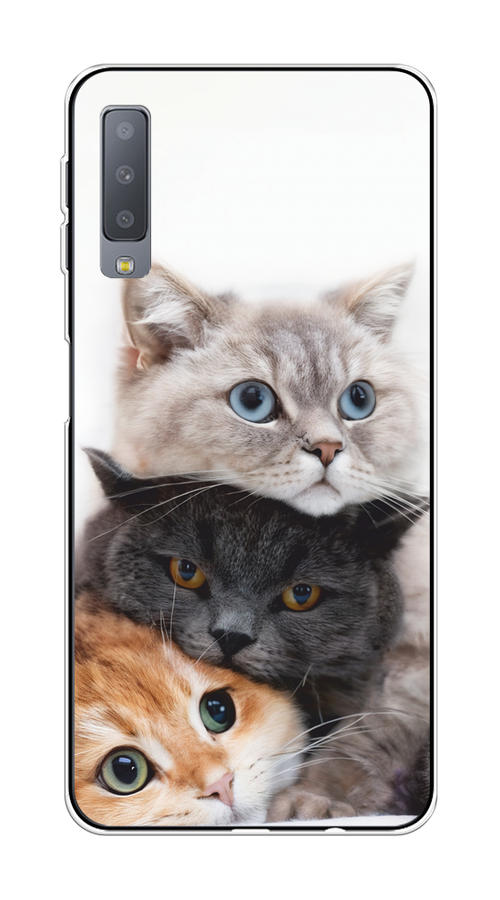 

Чехол на Samsung Galaxy A7 2018 "Пушистые мордашки", Серый;черный;оранжевый, 26750-1