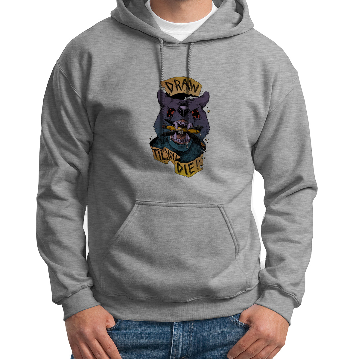 

Худи унисекс CoolPodarok Draw til you die серое 54 RU, 4S015856