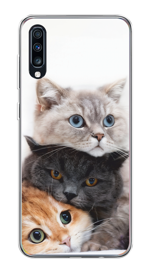 

Чехол на Samsung Galaxy A70 "Пушистые мордашки", Серый;черный;оранжевый, 28150-1