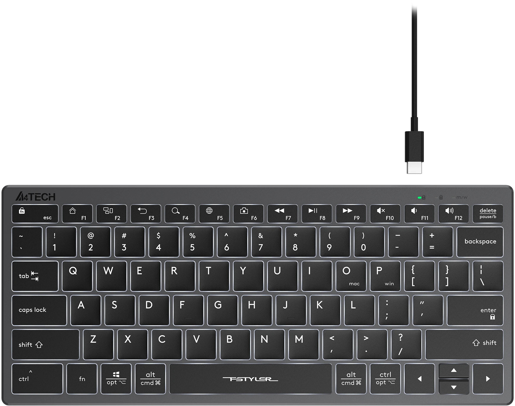 фото A4tech клавиатура a4tech fstyler fx61 серый/белый usb slim multimedia led