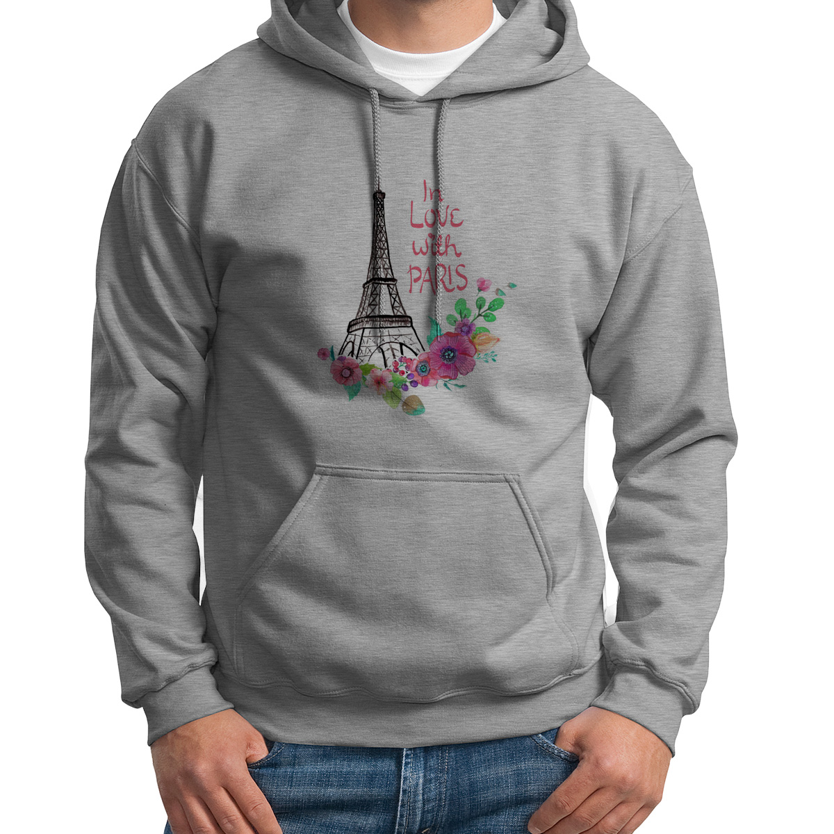 

Худи унисекс CoolPodarok In love with Paris Винтаж серое 54 RU, 4S015944