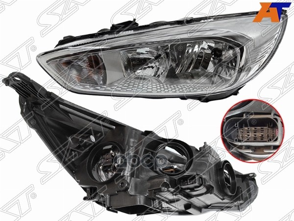 

SAT Фара FORD FOCUS III 15-19 LH хром, с электрокорректором