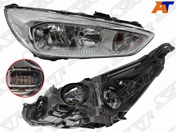 

SAT Фара FORD FOCUS III 15-19 RH хром, с электрокорректором