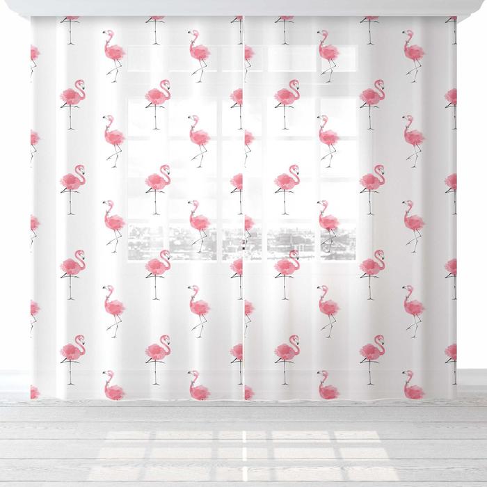 

Комплект тюлей "Этель" Happy flamingo, 145*260 см-2 шт, вуаль