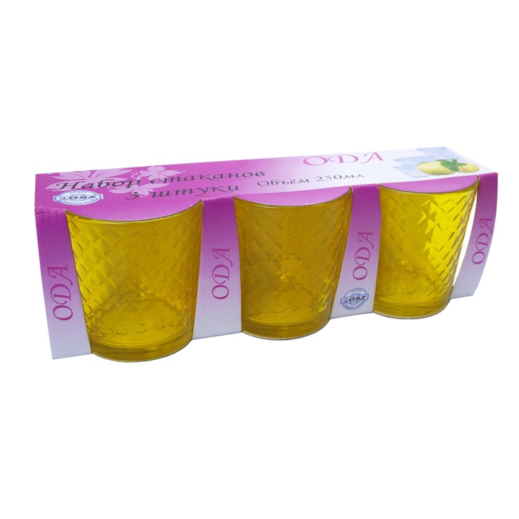 фото Набор стаканов "ода" 3шт по 250 мл низкие желтые, 296200 nobrand