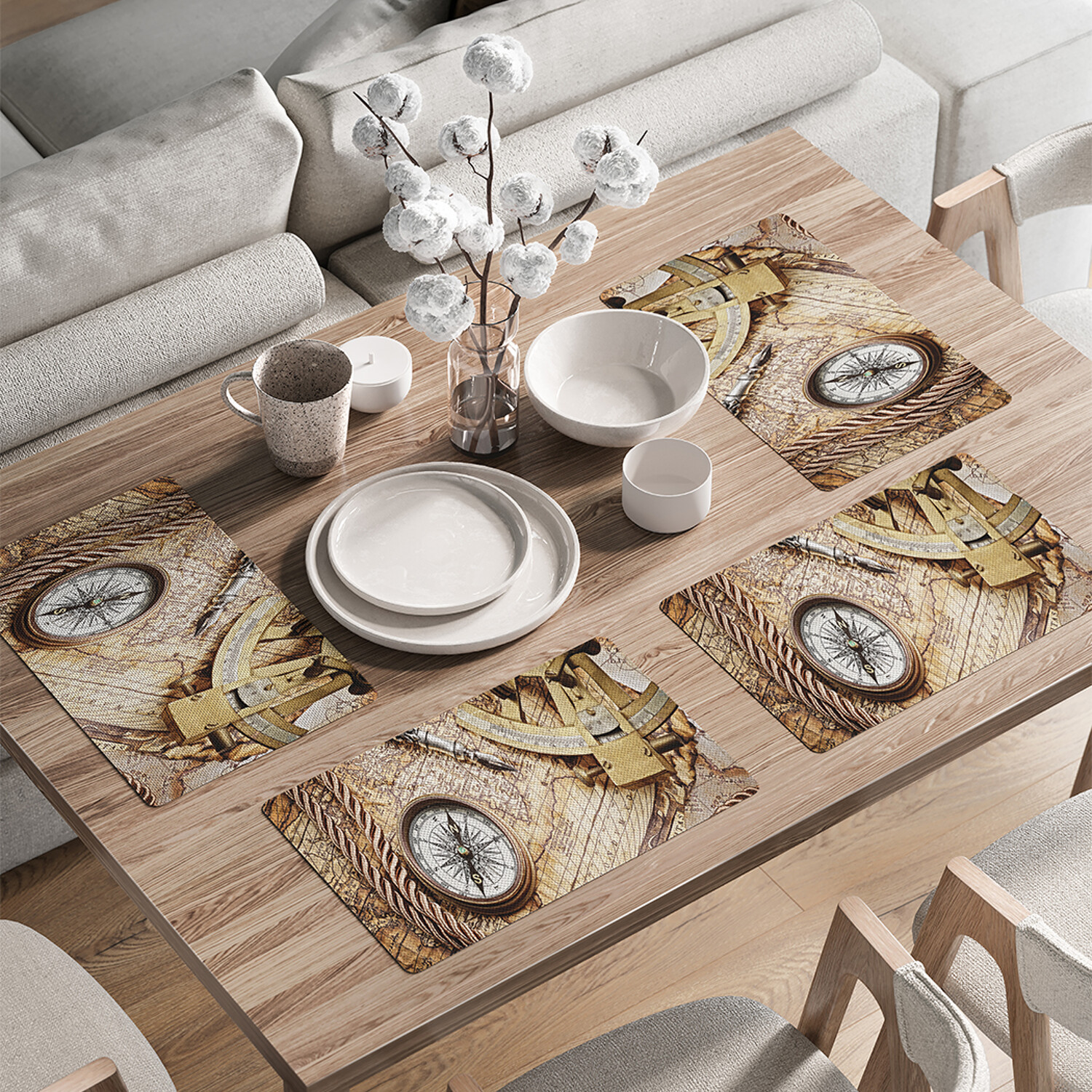 

Комплект салфеток JoyArty Каюта капитана для сервировки 46x30 см, 4шт, Коричневый, Каюта капитана