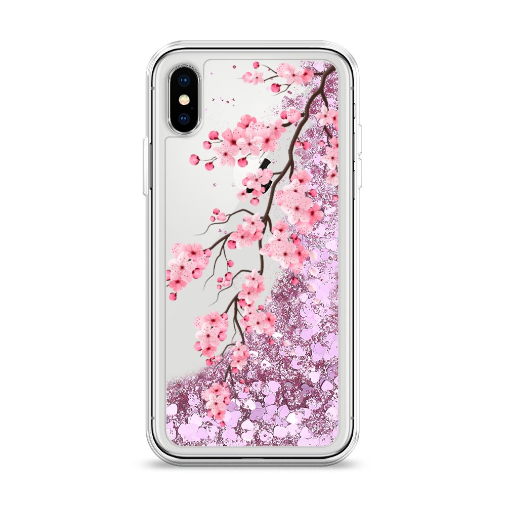 

Жидкий чехол с блестками "Розовая сакура" на Apple iPhone X (10), 11094-1