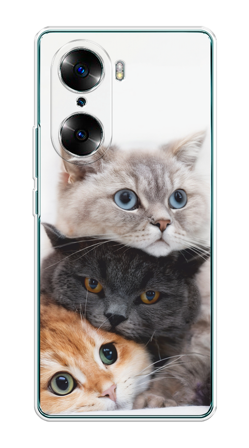 

Чехол на Honor 60 "Пушистые мордашки", Серый;черный;оранжевый, 6106650-1