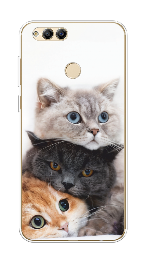 

Чехол на Honor 7X 2017 "Пушистые мордашки", Серый;черный;оранжевый, 63750-1