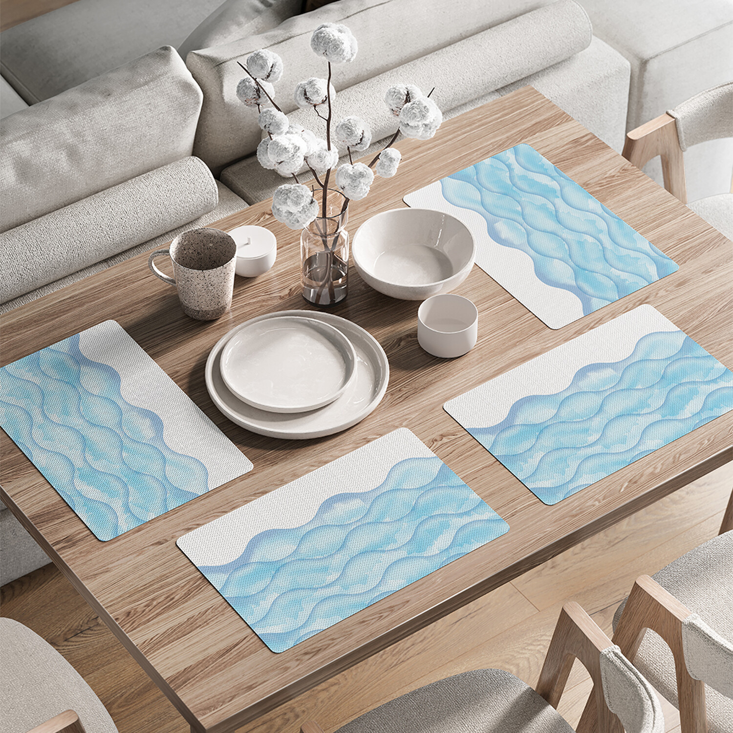 

Комплект салфеток JoyArty Сбалансированные волны для сервировки 46x30 см, 4шт, Голубой, Сбалансированные волны