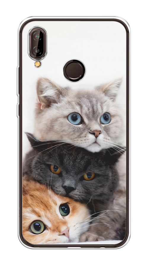 

Чехол на Huawei Nova 3 "Пушистые мордашки", Серый;черный;оранжевый, 66150-1