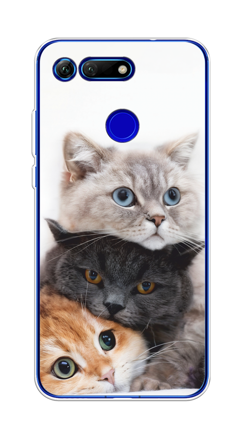 

Чехол на Honor V20 "Пушистые мордашки", Серый;черный;оранжевый, 67350-1
