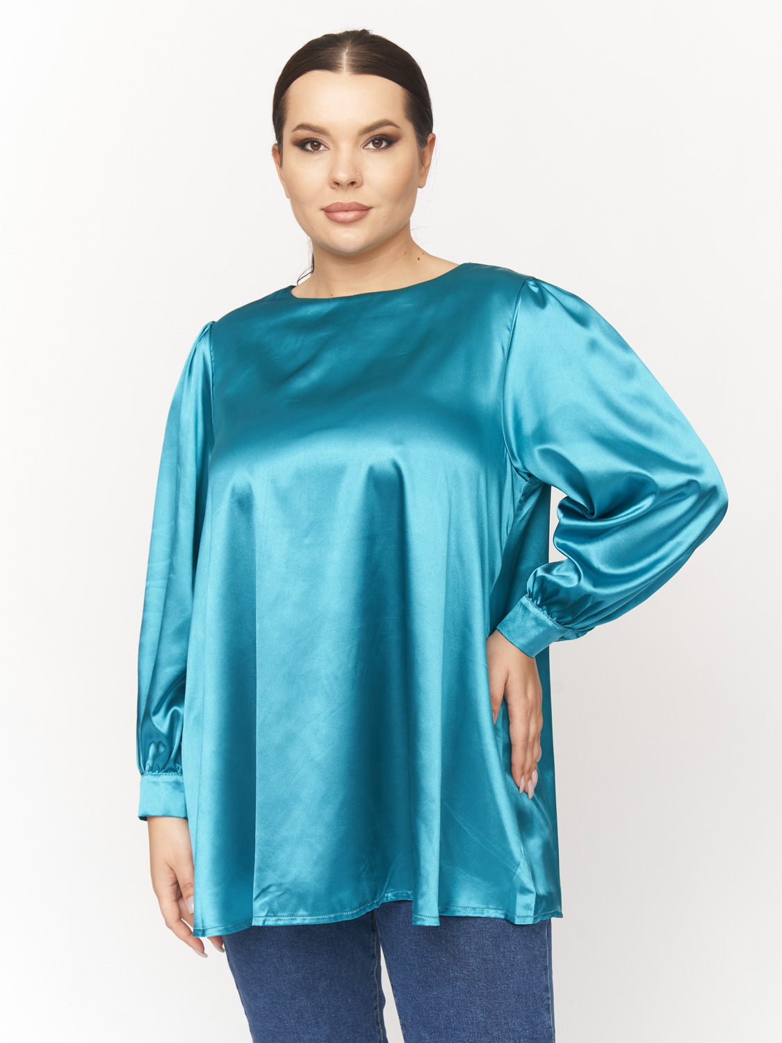 

Туника женская ZORY ZTU26837 бирюзовая 56-58 RU, Бирюзовый, ZTU26837