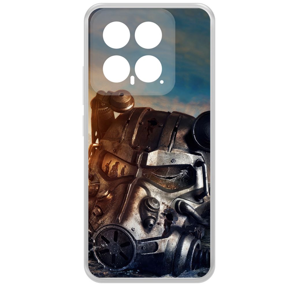

Чехол-накладка Krutoff Clear Case Фоллаут (Fallout) - Шлем Т-60 для Xiaomi 14, Прозрачный