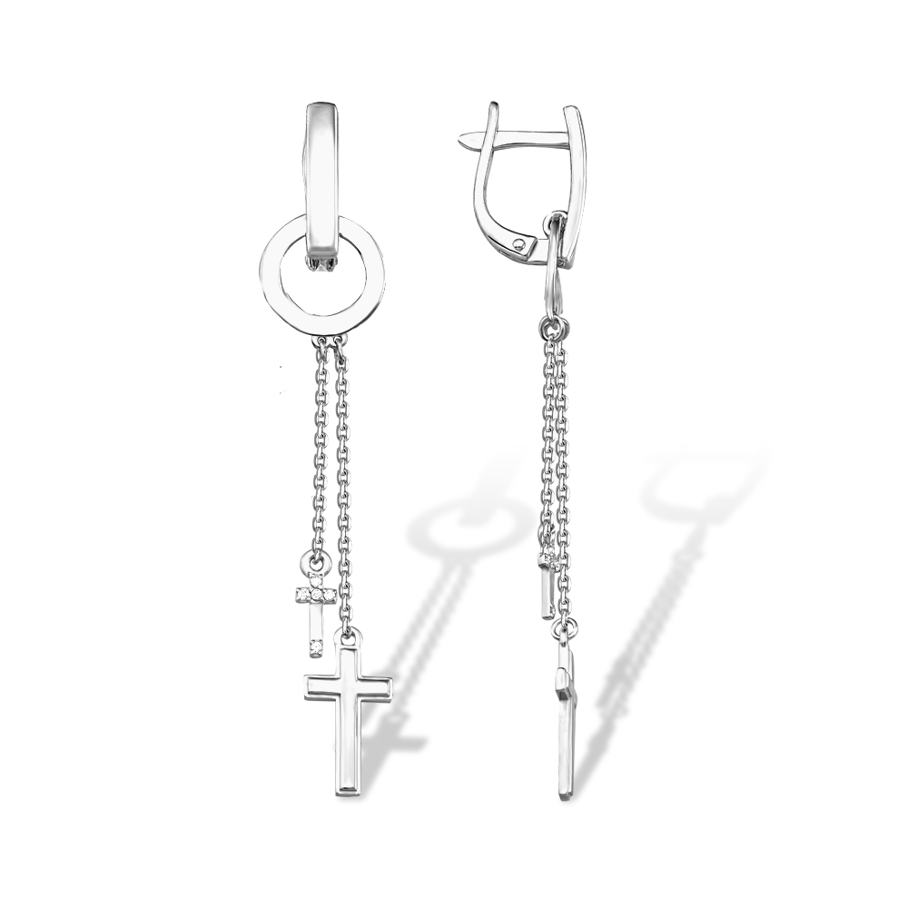 

Серьги подвески из серебра ЯХОНТ Золотой 2698916, фианит, 2698916