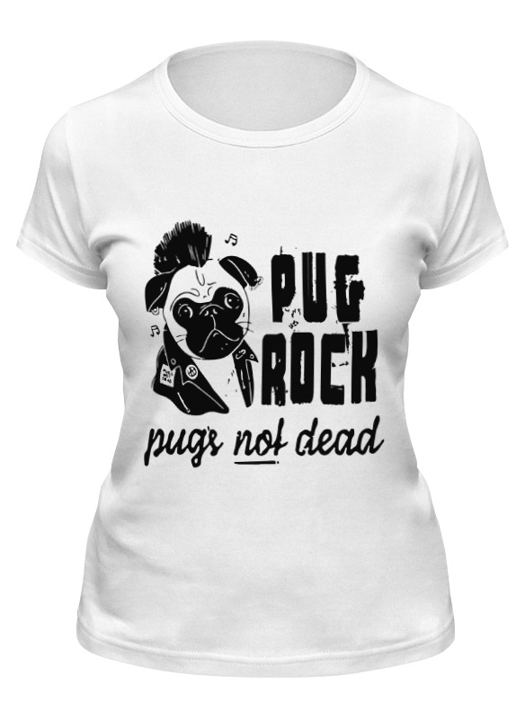 

Футболка женская Printio Pug rock белая L, Белый, Pug rock