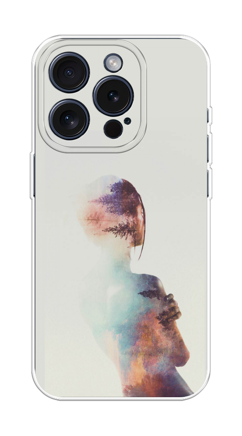 

Чехол Homey на Apple iPhone 15 Pro "Девушка-лес", Розовый;голубой;серый, 15750-1