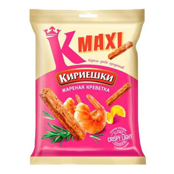 Сухарики ржаные Кириешки Мaxi жареная креветка 60 г