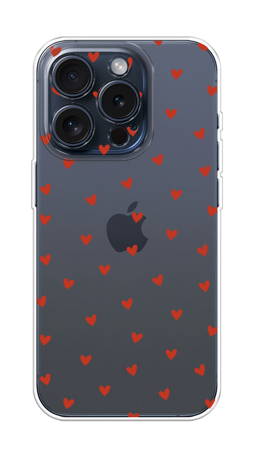 

Чехол Homey на Apple iPhone 15 Pro "Red hearts", Красный;прозрачный, 15750-1