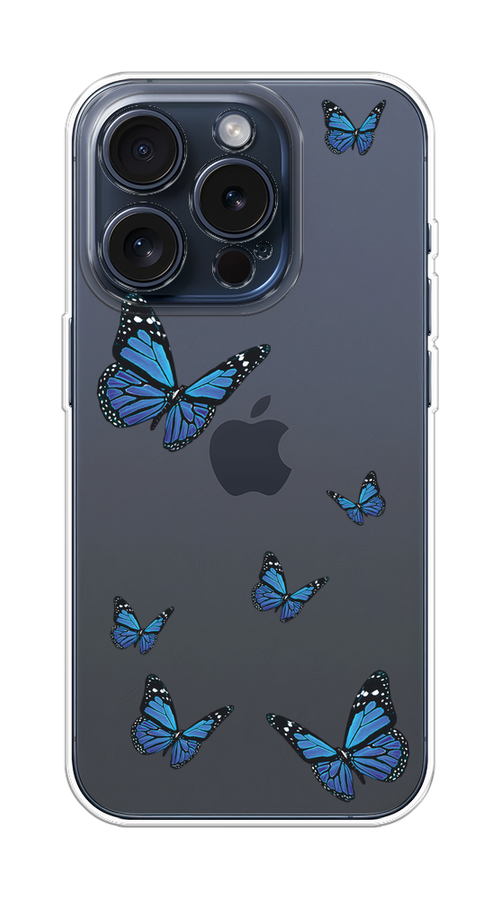 

Чехол Homey на Apple iPhone 15 Pro "Blue butterflies", Синий;черный, 15750-1