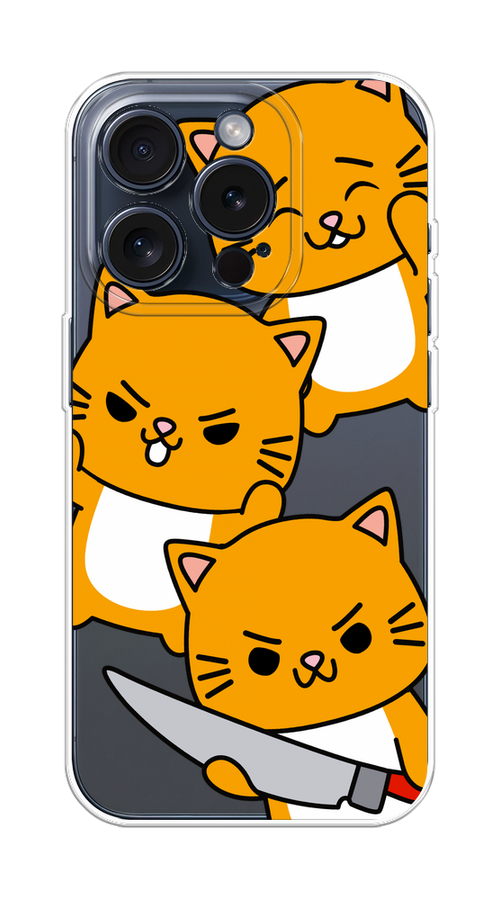 

Чехол Homey на Apple iPhone 15 Pro "Опасные котики", Оранжевый;серый;белый, 15750-1